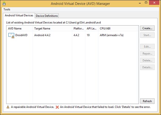 create a new devicet in Xamarin